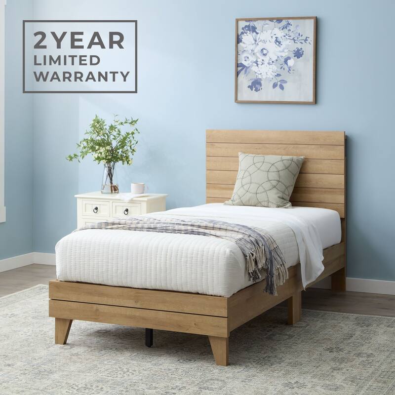 Brookside Mabel Shiplap Platform Bed Frame with Headboard
