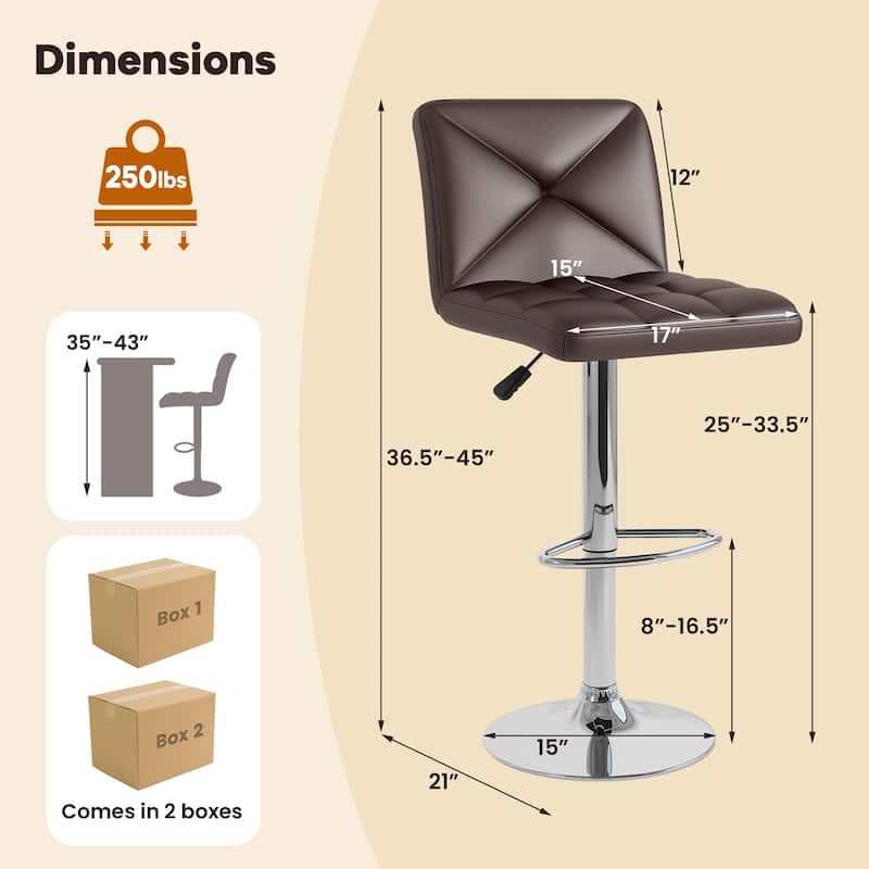 Gymax 4 PCS Bar Stools PU Leather Swivel Bar Chairs Height Adjustable