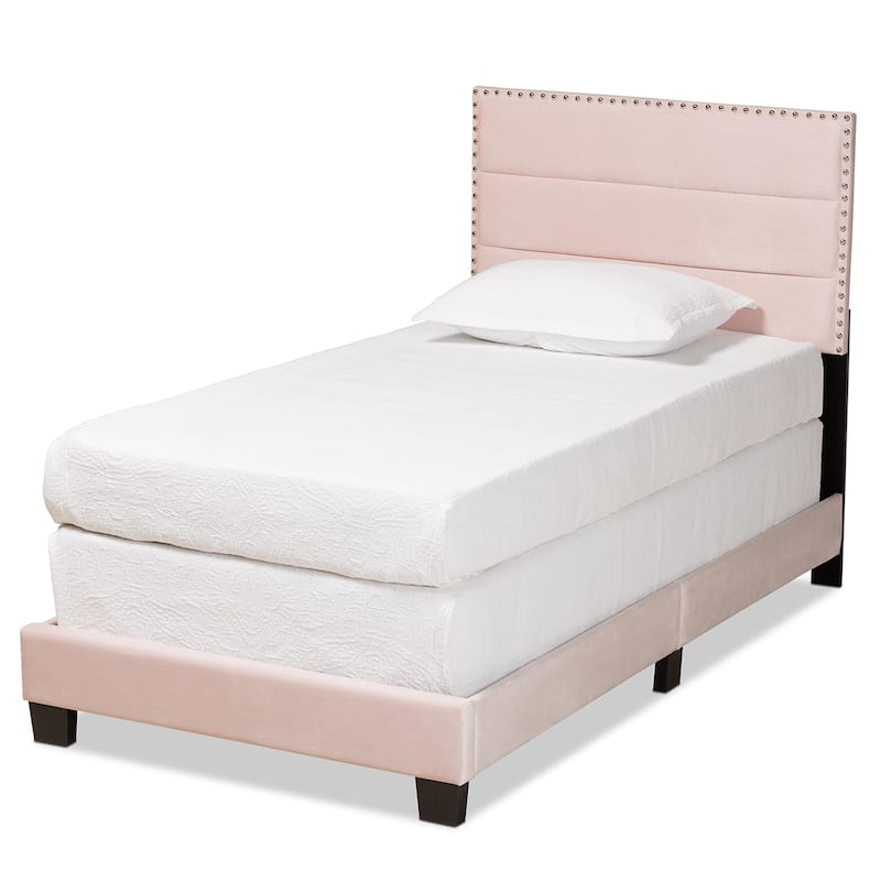 Tamira Contemporary Glam Velvet Fabric Twin Size Panel Bed
