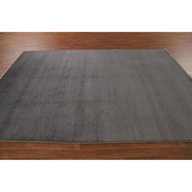 Modern Gray Gabbeh Oriental Area Rug Hand-Knotted Wool Carpet - 6'8" x 9'6"