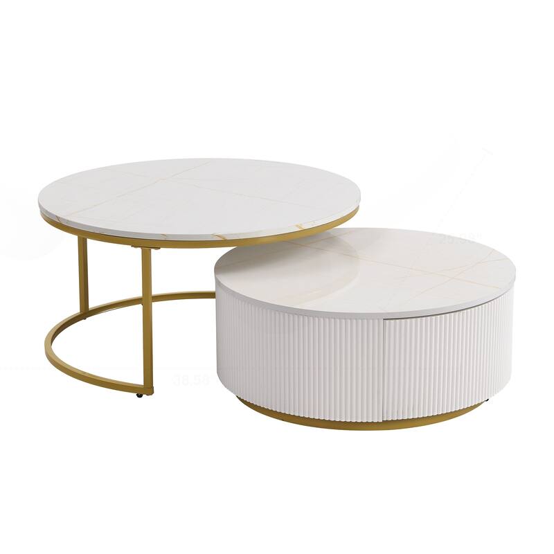Sophisticated Nesting Coffee Table with Drawer