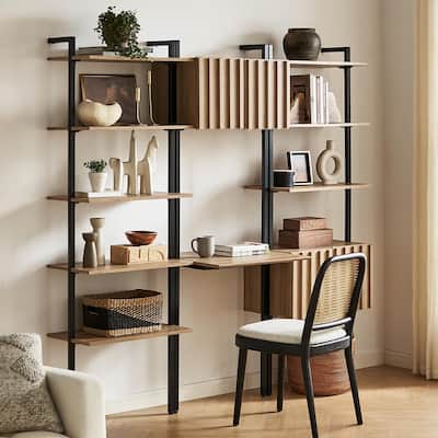 mopio Norwin 5-Tier Ladder Shelf, 3-Tier Ladder Shelf Cabinet & Ladder Desk Cabinet