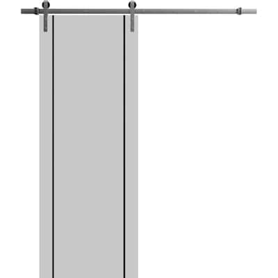 Sturdy Barn Door 18 x 80 Planum 0016 Grey Matte with 6.6FT