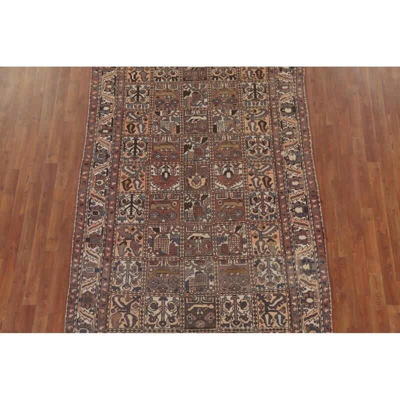 Garden Design Bakhtiari Persian Vintage Rug Hand-knotted Wool Carpet - 5'4" x 9'6"