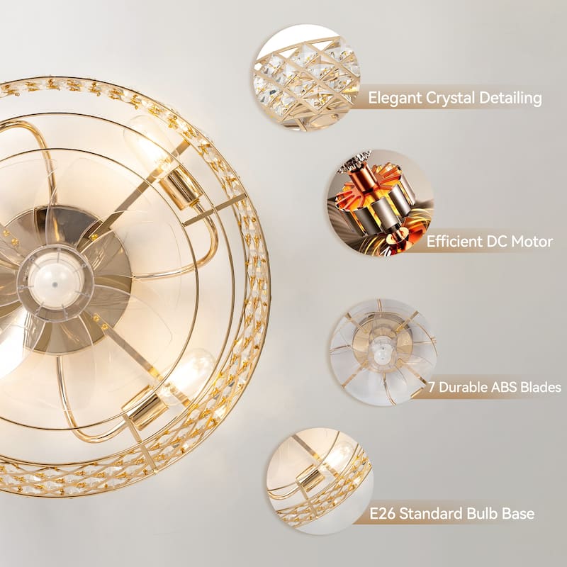 19-in Gold/ Satin Nickel Low Profile Ceiling Fan with Remote Control(7-blade)