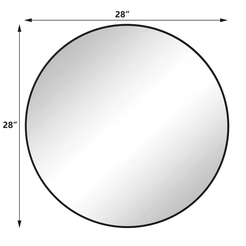 Wall Mirror 28 Inch Black Circular Mirror Metal Framed Round Vanity Mirror