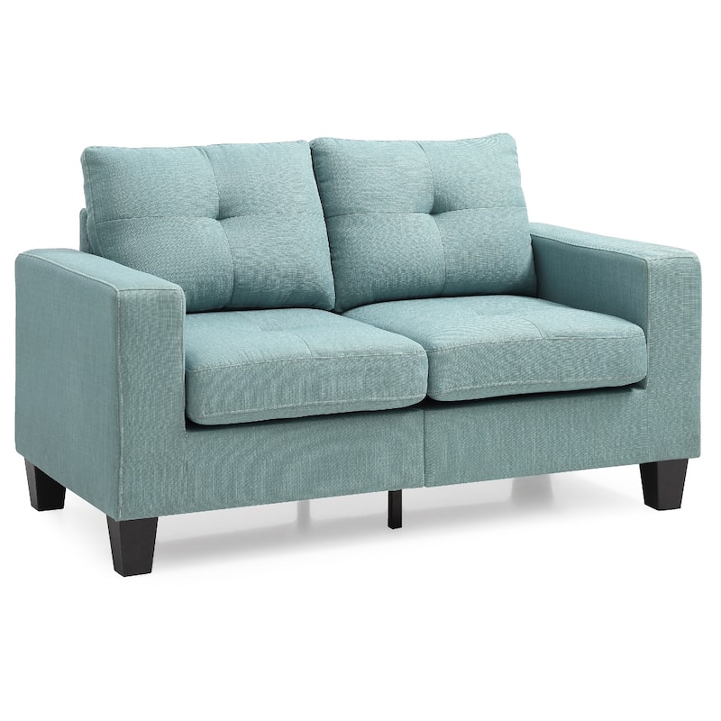 Flared Arm Tufted Straight Sofa - 58" - Teal