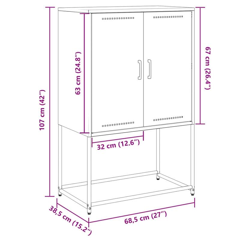 vidaXL Highboard Storage Side Cabinet Cupboard Living Room Furniture Steel - 26.9 x 26.9 x 42.1
