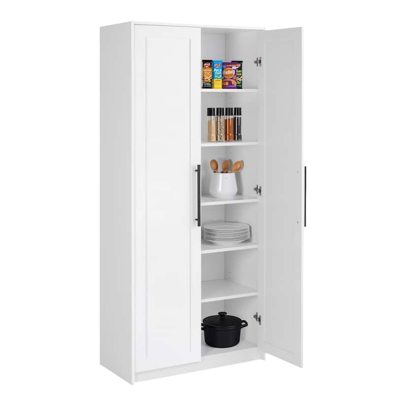 Prepac Elite Premium Home Storage Cabinet with Panel Doors 16" D x 32" W x 72" H - 32 in W x 72 in H x 16 in D - White