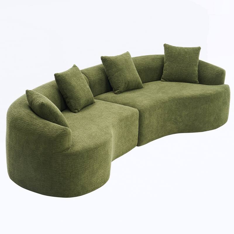 Curved Loveseat White Full Compression Sponge Sofa