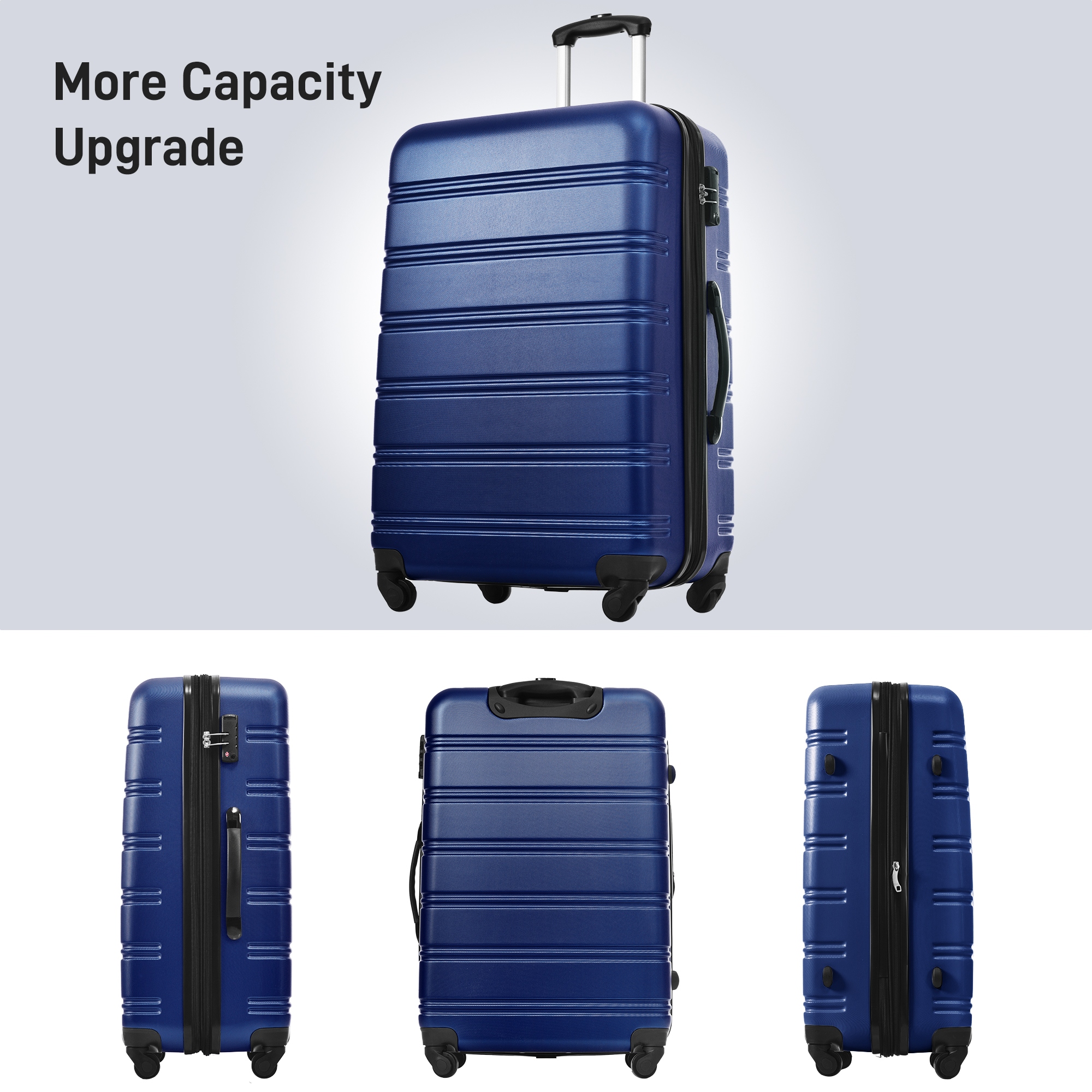 20 Carry On Luggage 24 Rolling Trunk 28 Suitcase Set of 3 Blue Bed Bath Beyond 40826787