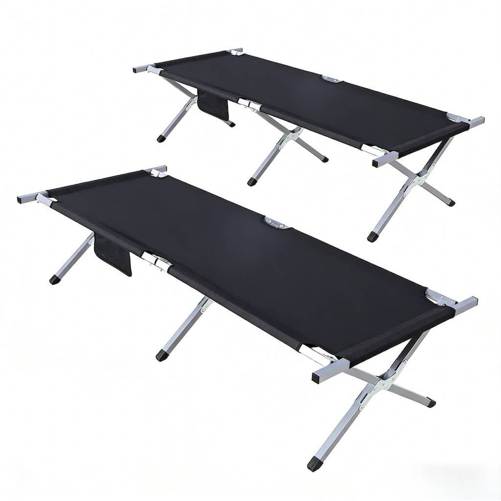 2 Pcs Folding Camping Cot Bed with Carry Bag Portable Tent