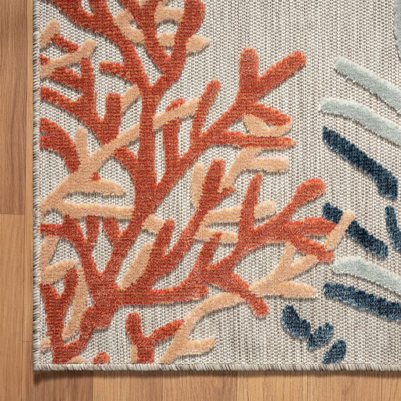 Sevita Vera Coastal Coral Durable Performance Indoor/Outdoor Area Rug