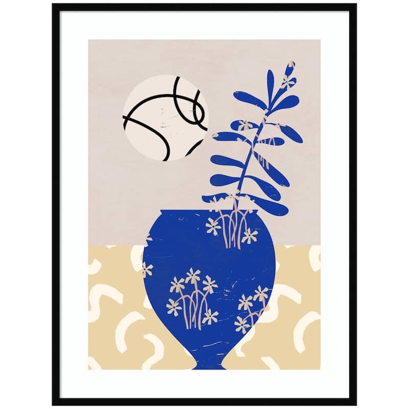 Kate and Laurel Pottery Poem No3 by Treechild Framed Wall Art Print - 31 x 41 - Black