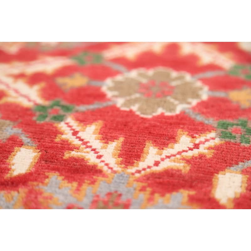 Red Floral Kazak Oriental Foyer Rug Handmade Wool Carpet - 2'0" x 3'0"