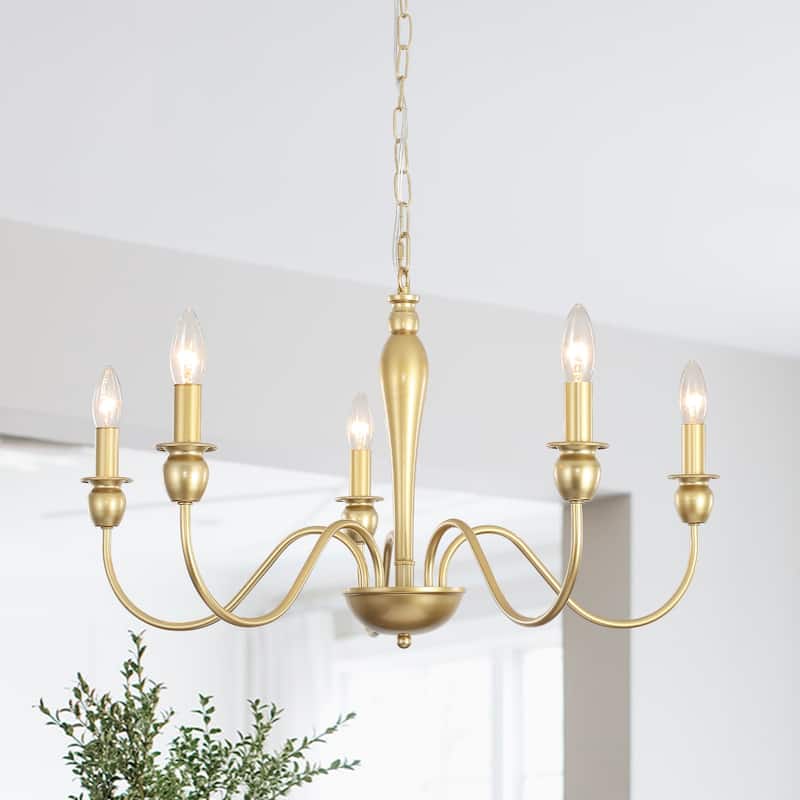 5-Light 28.14-inch Classic Chandelier Light for Kitchen Island Bedroom - Spray-painted Gold