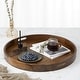 preview thumbnail 4 of 19, Round Black Walnut Wood Serving Tray Ottoman Tray with Handles