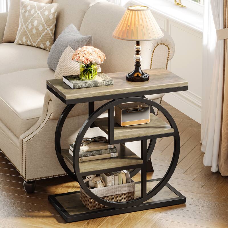 4-tier Narrow Side End Table for Living Room Bedroom - 1 PC - Grey
