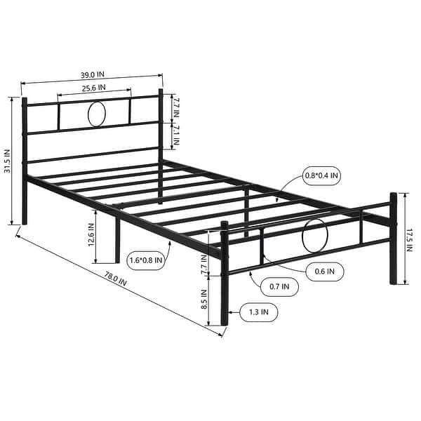 Twin Bed Frame with Headboard and Storage No Box Spring Needed Metal ...