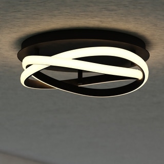 North End 13-in W Integrated LED Black Indoor Outdoor Flush Mount Ceiling Light Fixture - 13-in W x 3.75-in H x 13-in D