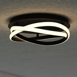 North End 13-in W Integrated LED Black Indoor Outdoor Flush Mount Ceiling Light Fixture - 13-in W x 3.75-in H x 13-in D