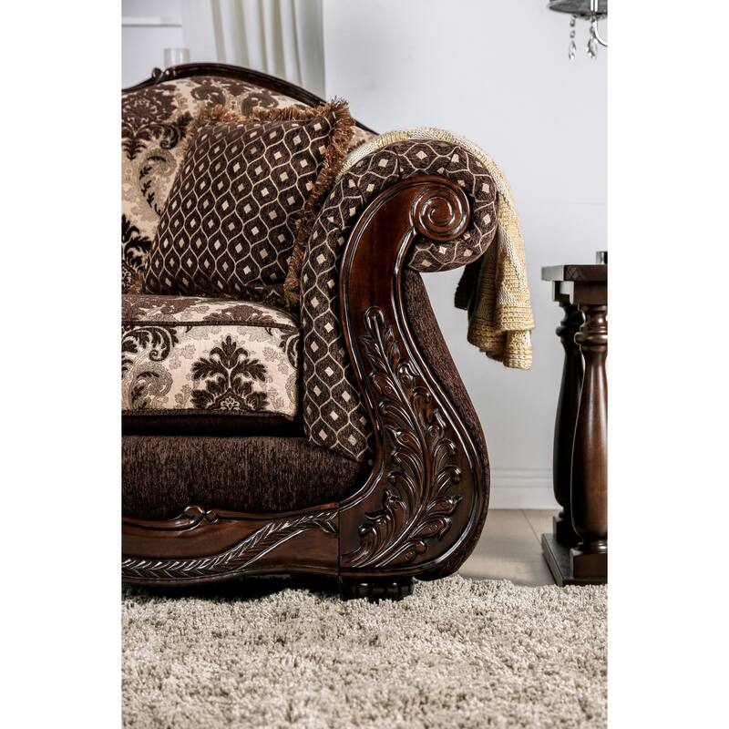 Dayaram Traditional Dark Brown Chenille Loveseat by Gracewood Hollow
