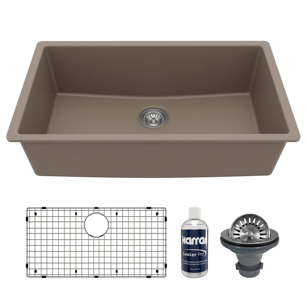 Karran Undermount 32.5 in. Large Single Bowl Quartz Kitchen Sink Kit
