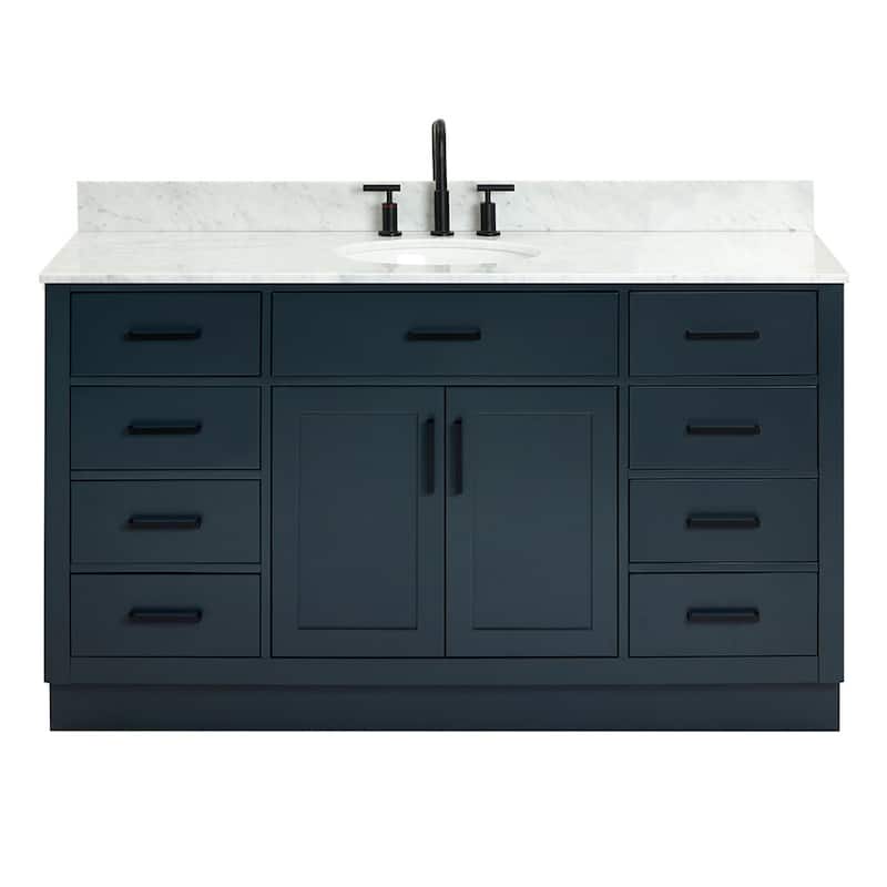 Ariel T061SCW2OVO Hepburn 61" Free Standing Single Basin Vanity Set - Midnight Blue