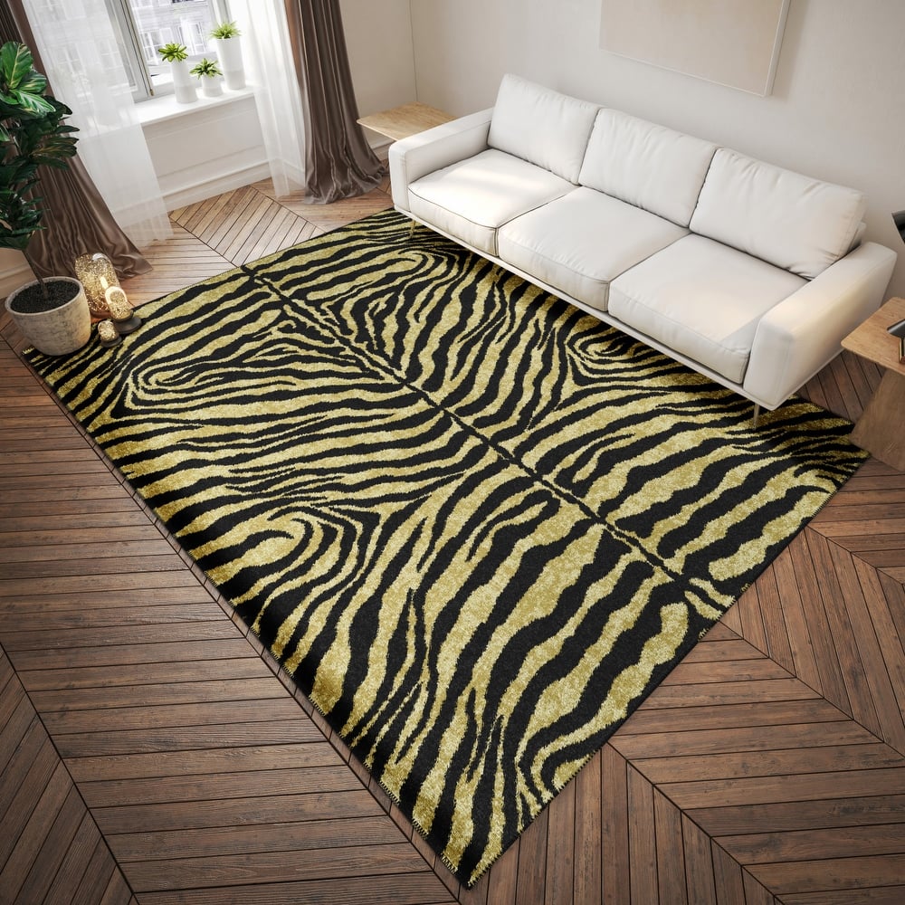 Addison Indoor/ Outdoor Safari Zebra Animal Print Washable Area Rug