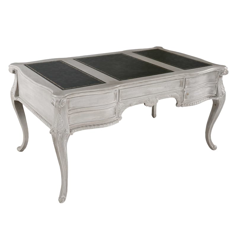 Heritage Furnishings Large Mahogany Writing Desk with Mystique Gray Finish by AFD Home