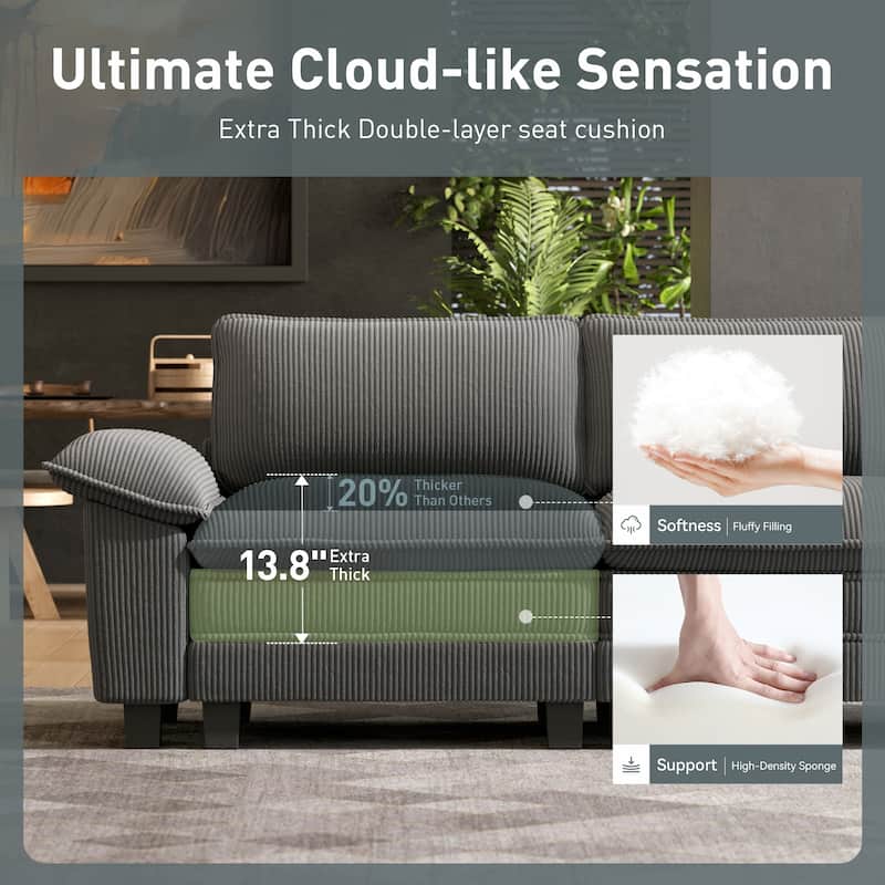 MAISON ARTS Chenille & Corduroy Modular Sectional Sofa Set, Comfy 5/6/7-Seat Living Room Couch with 3-Seater or Loveseat