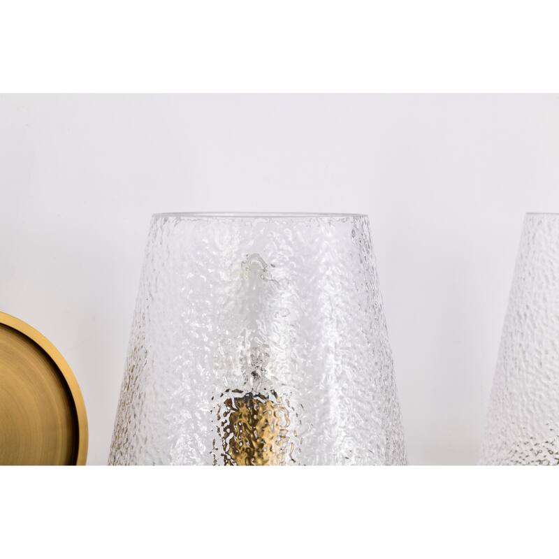 Valentine 4 Light Vanity Vintage Brass Finish Hammered Glass - Vintage Brass