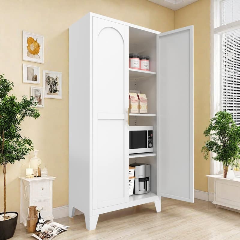61'' 2 Shapely Doors Cabinet, Metal Storage Cabinet with Doors and Adjustable Shelves