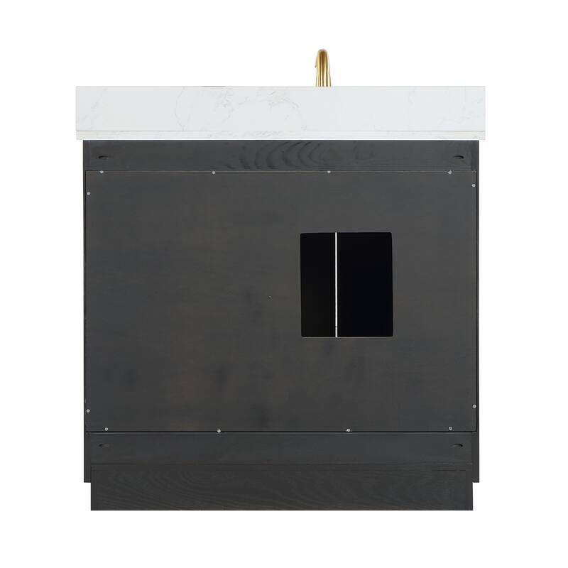 Altair Gazsi Bathroom Vanity with Composite Stone Countertop without Mirror