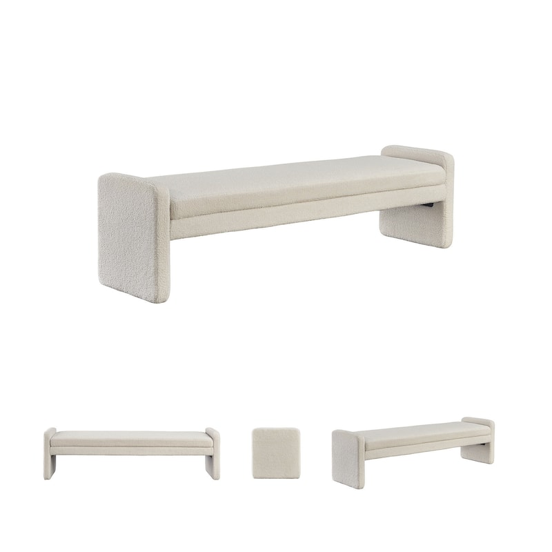 Signature Design by Ashley Lembertson Beige Accent Bench - 70.28" W x 18.5" D x 18.9" H