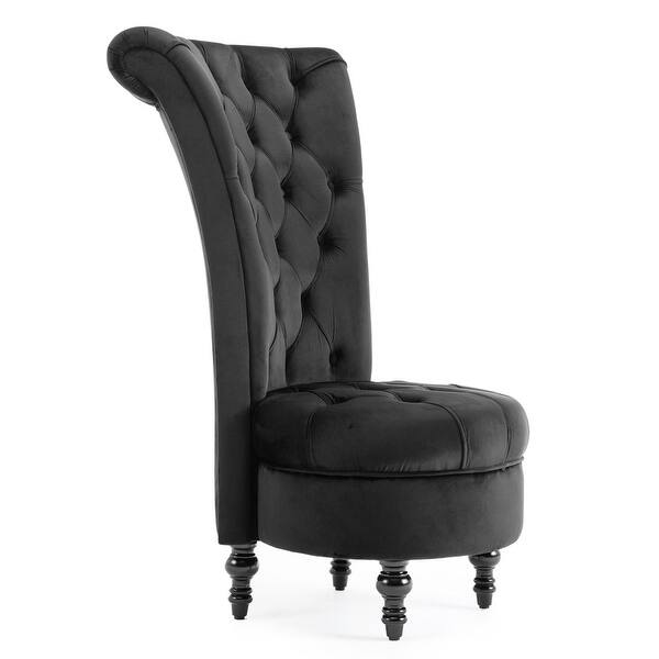 Belleze Classic Modern Armless Velvet Renaissance High Back Button Tufted Accent Chair Black Overstock 24219131