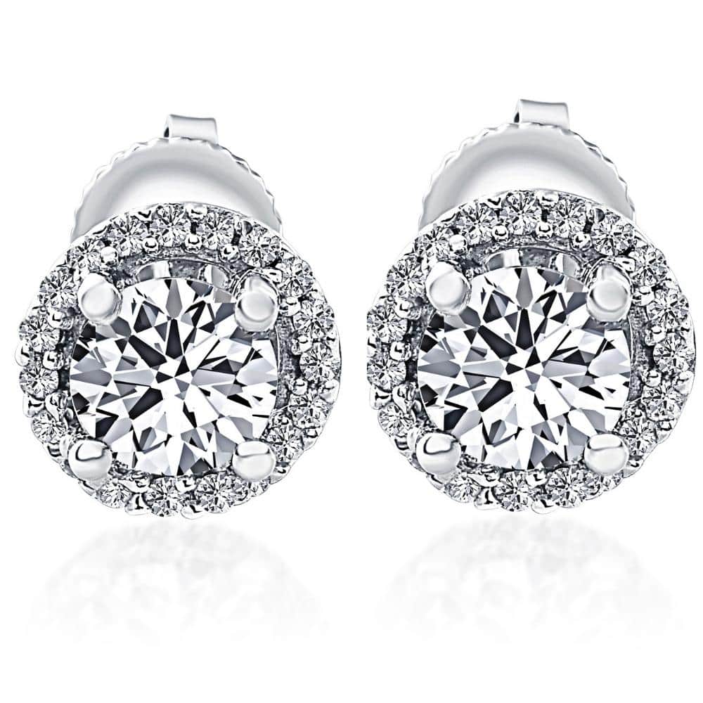 3/4 Ct Halo Diamond Studs White Gold