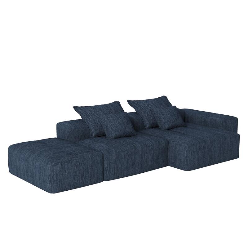 GDFStudio - Sparkling Chenille Oversized 128" Modular Sectional Sofa with Ottoman