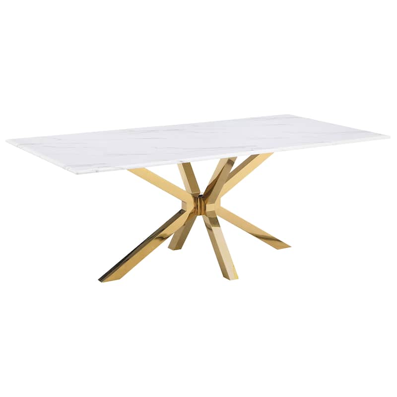 Venera Rectangular 79-Inch Faux Marble Dining Table White - White Faux Marble