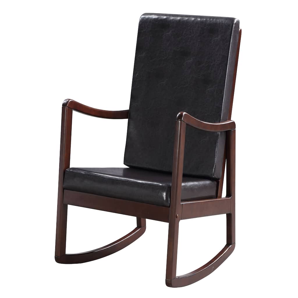 Dark Brown and Espresso Rocking Chair with Armrest Constructed of solid hardwood,Beautifully designed with wide seat