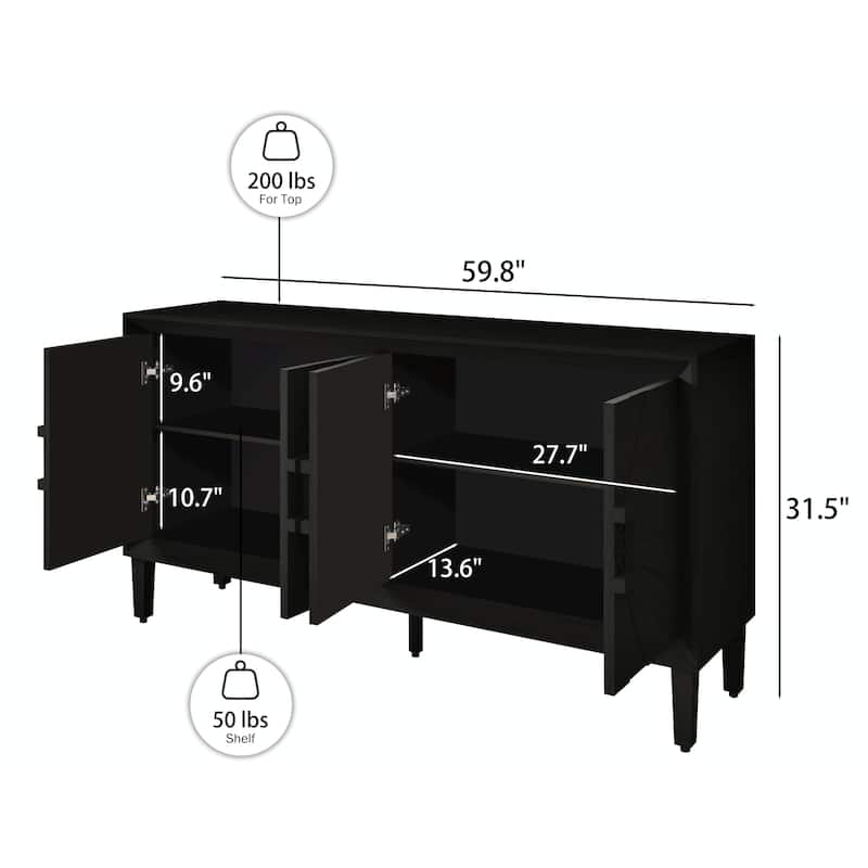 60'' Heavy-Duty Antique Wood TV Stand with Adjustable Shelves