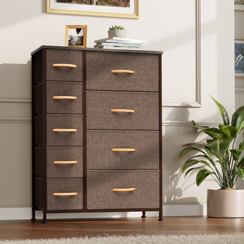 Vertical Dresser Storage Tower 9-drawer Chest Organizer Unit for Home - Brown - 9-drawer