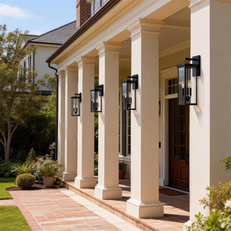 3-light Metal Outdoor Wall Sconce Candle Bulb Lantern(4-pack)