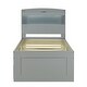 preview thumbnail 10 of 48, Platform Bed with Twin Size Trundle & 2 Drawers, Wooden Storage Bedframe with LED Headboard/Charging Station for Kids Boys Girls