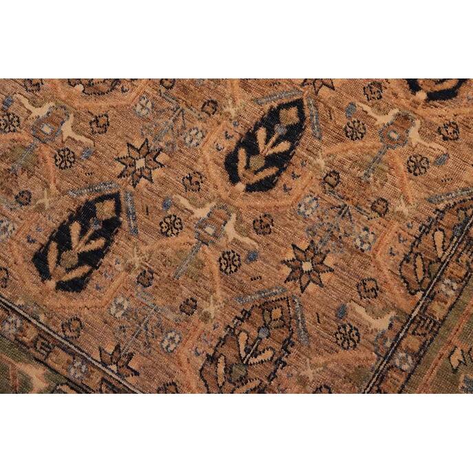 Shabby Chic Ziegler Melissia Tan Green Hand-Knotted Wool Rug - 7'11'' x 9'6''