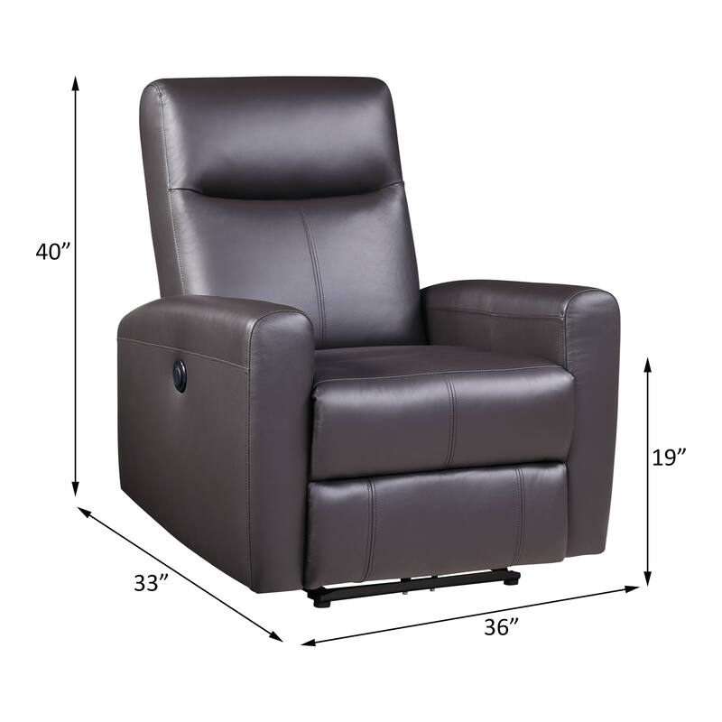Brown Top Grain Leather Match Power Motion Recliner - Brown