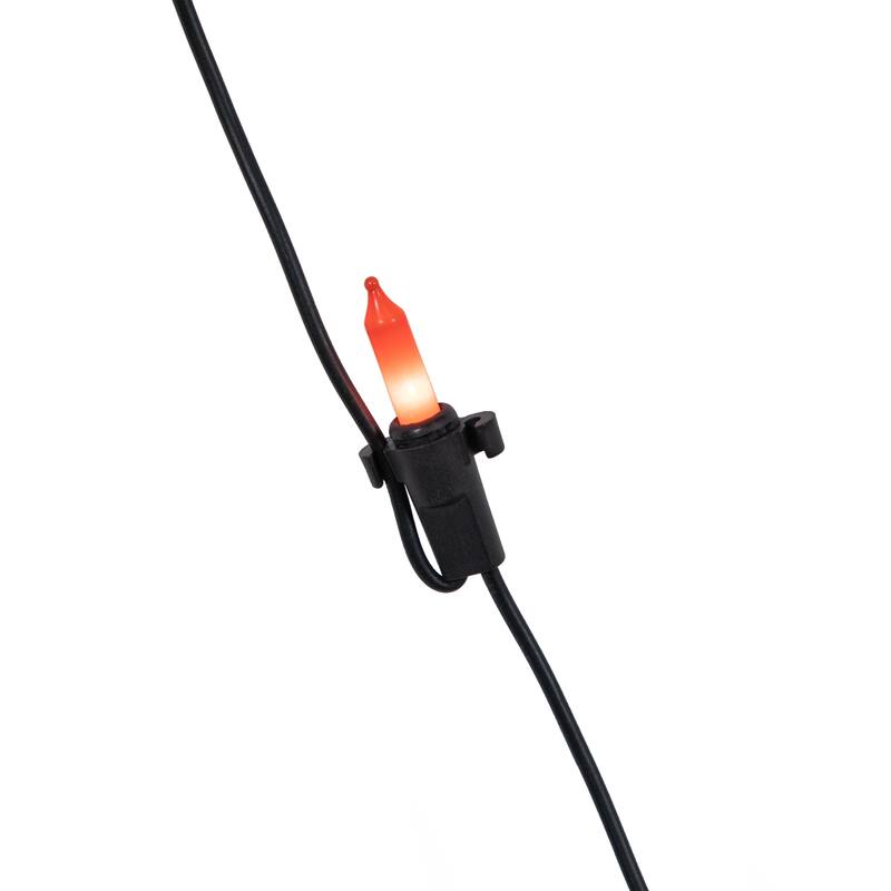 5' Lighted Orange Black Spider in Web Halloween Decoration, Black Wire