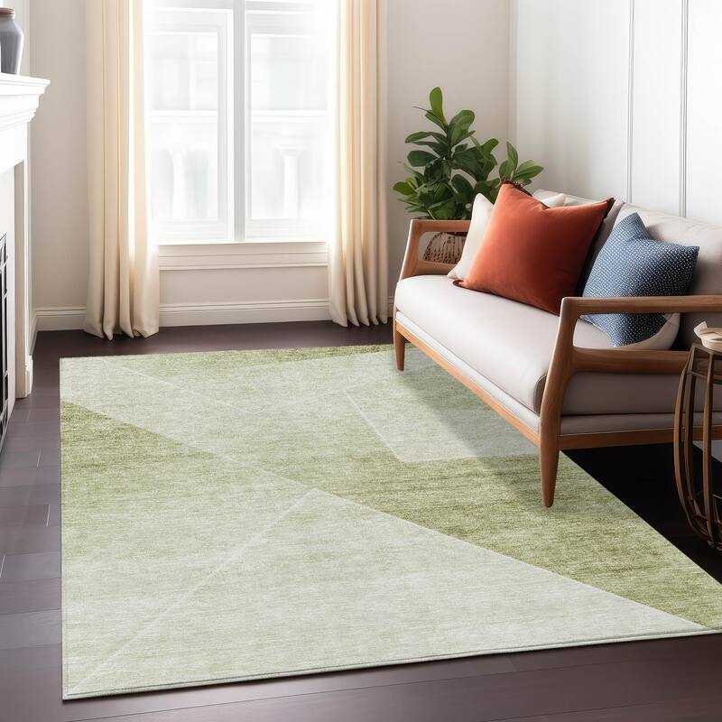 Machine Washable Indoor/ Outdoor Chantille Contemporary Abstract Rug