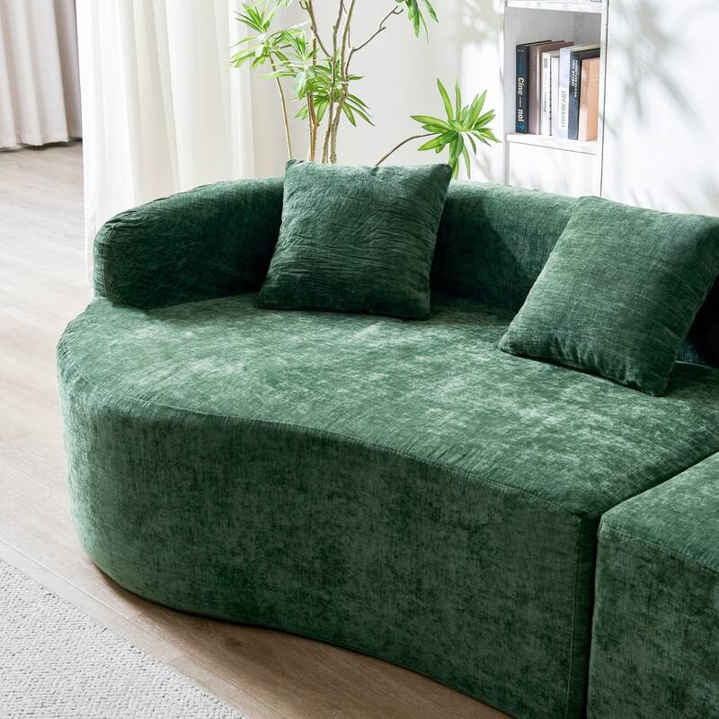 111.02" Curved Chenille Sectional Sofa, No Assembly Required