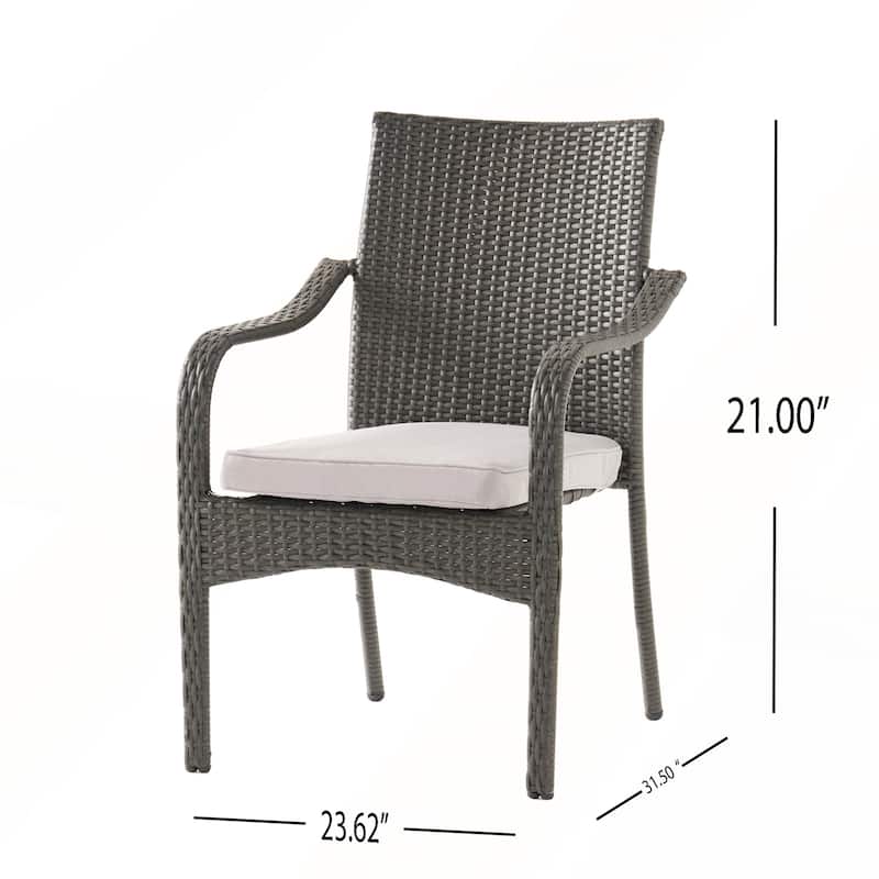 Outdoor PE Rattan Stacking Chair with Iron Frame Set of 4